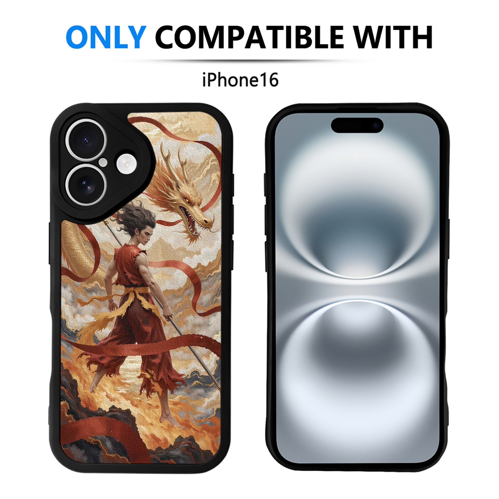 （画像用） Ne Zha 2 ナタ 魔童の大暴れ 【iPhone 16シリーズ対応】シリコンスマホケース（レザー調） 材質：シリコン